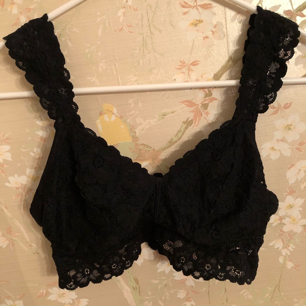 Aerie black floral lace bralette